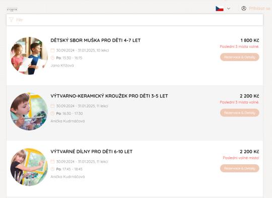 online rezervační systém pro taneční studio