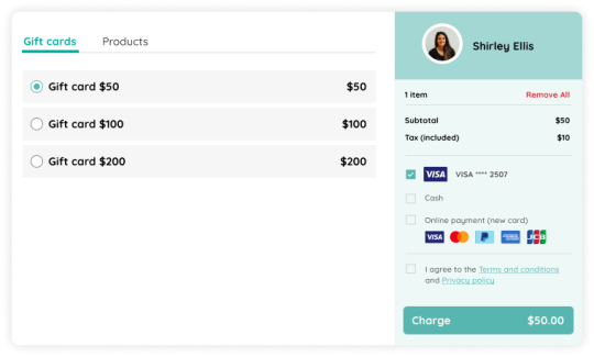 swim school software gift cards