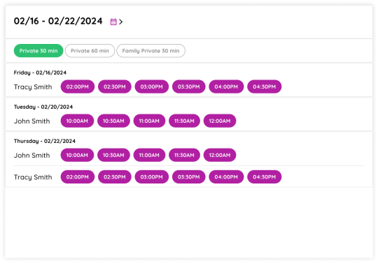 sportimea private lessons scheduling